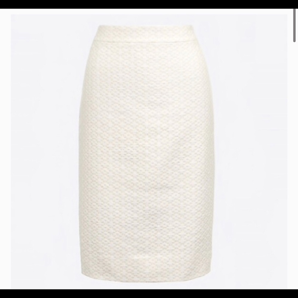 NWT J. Crew Cream and White pencil skirt 0P